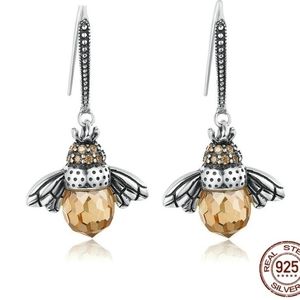 Sterling silver marcasite bee earrings